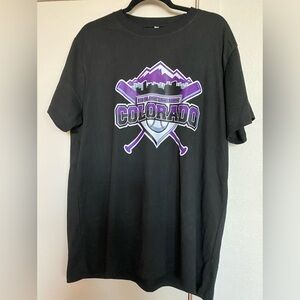 Colorado baseball tee shirt.   Black w/purple Rockies .  NWOT